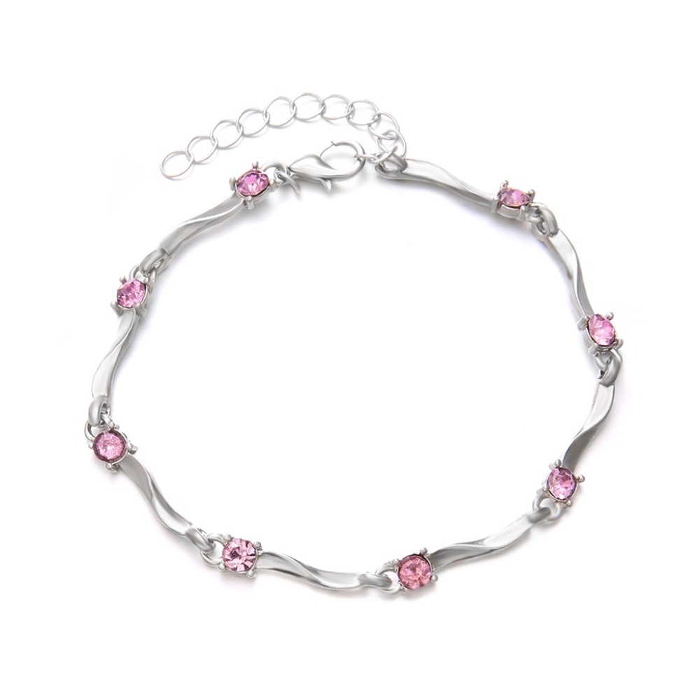 *JIYA* Silver x Pink Rhinestone Fashion Bracelet